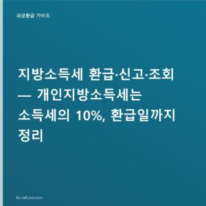 지방소득세는 소득세의 10%, 개인·법인 신고와 환급일